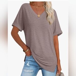 Casual V-Neck Brown Women's Top